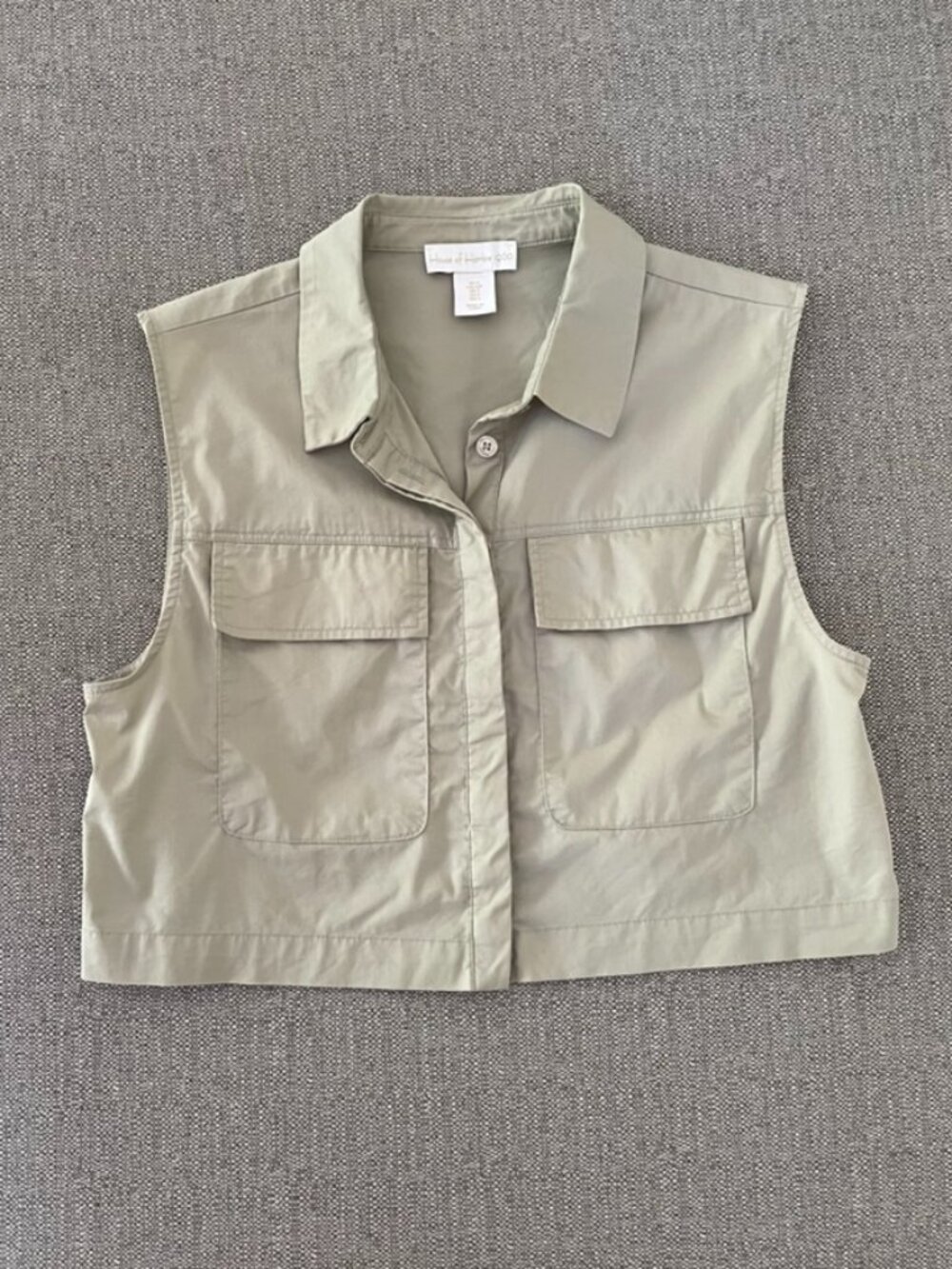 House of Harlow 1960 x Revolve Cropped Utility Shirt Khaki Sz S EUC
